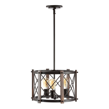 Ferme 16" Adjustable Iron Rustic Farmhouse LED Pendant - JONATHAN Y